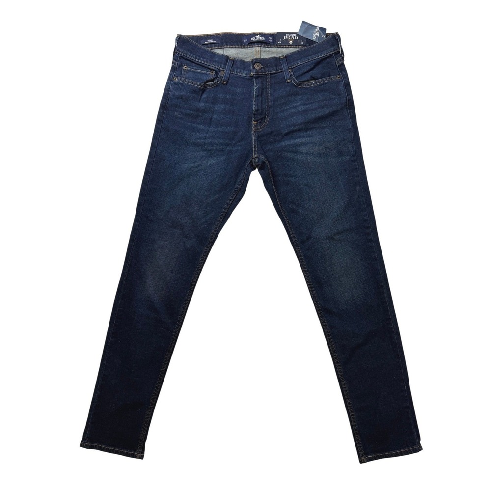 Hollister Epic Flex Skinny Jeans Mens 30x32 Dark Wash Indigo Stretch Denim New